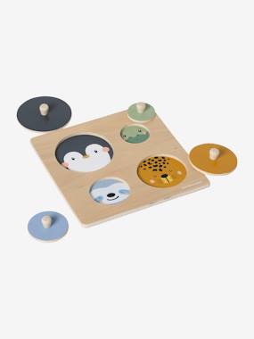 Toys-Educational Games-Round Shaped Puzzle, Animal Heads  - Wood FSC® Certified