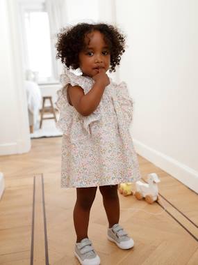 Floral Dress with Ruffle on the Sleeves, for Babies  - vertbaudet enfant