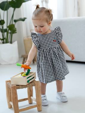 Baby-Sleeveless Gingham Dress, for Babies