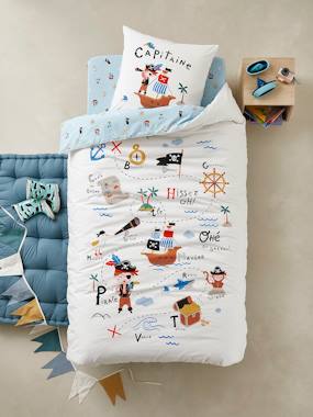 -Children's Duvet Cover + Pillowcase Set, P for Pirate Theme