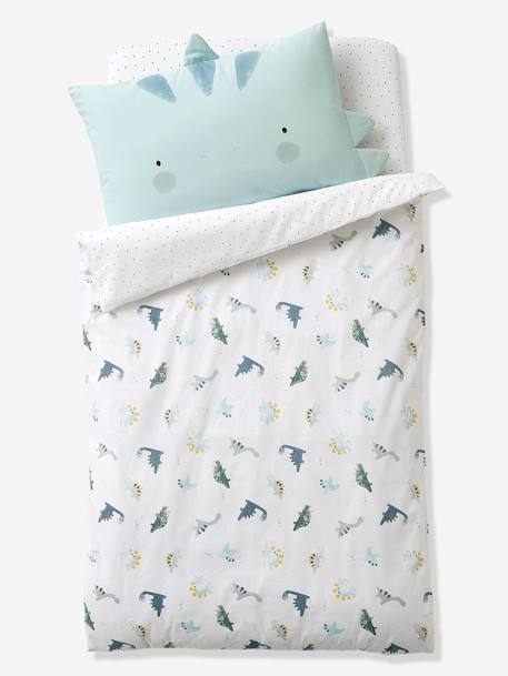 Housse De Couette Bebe Reversible Petit Dino Oeko Tex Blanc Bleu Linge De Lit Deco