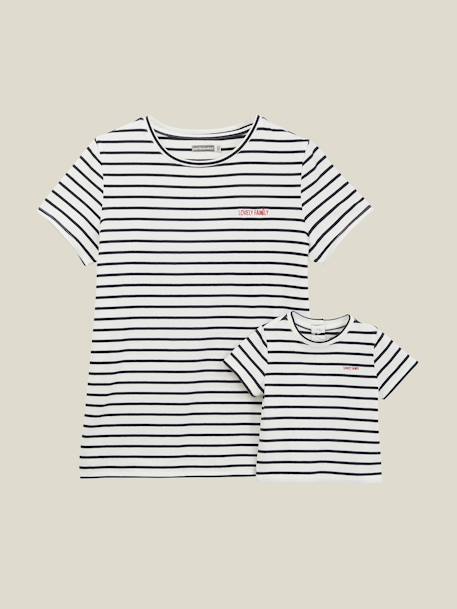 Kit spécial naissance T-shirt maman + T-shirt bébé Oeko-Tex® RAYE BLEU - vertbaudet enfant 