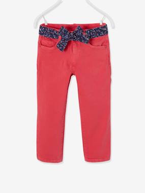 -Trousers & Belt with Floral Print, for Girls