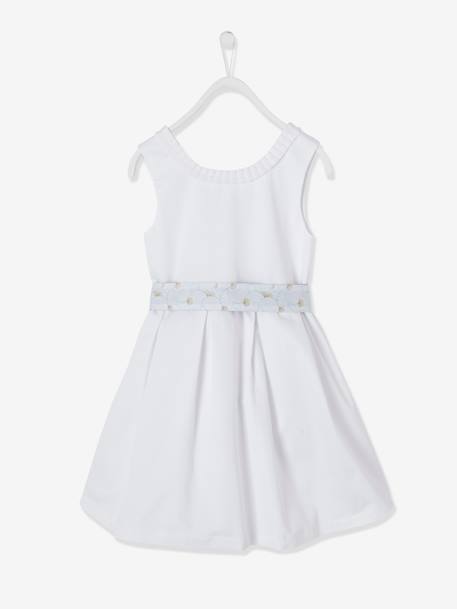 Occasion Wear Dress With Reversible Belt For Girls White Girls Occasion Wear Dress With Reversible Belt For Girls White Girls