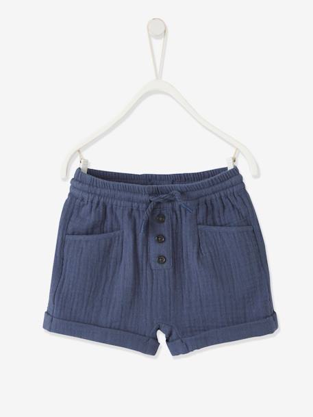 Shorts In Cotton Gauze For Babies Blue Baby