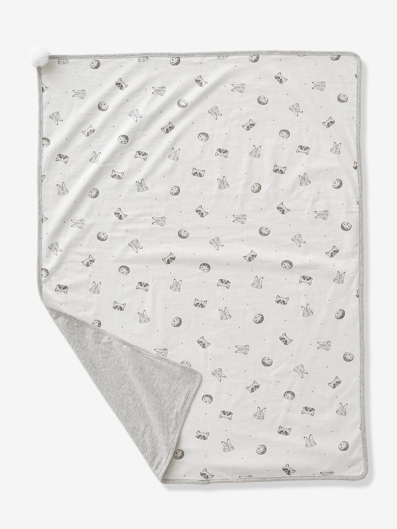 Couverture bébé bi-face minky/molleton STELLA - gris, Linge de lit