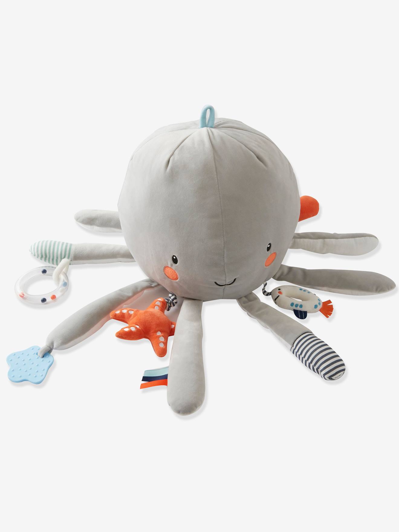 Soft Toy with Activities, Giant Octopus - grey
