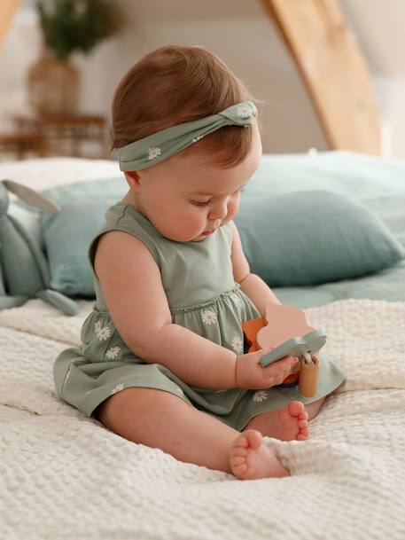 Dress Matching Headband For Babies Light Green Print Baby