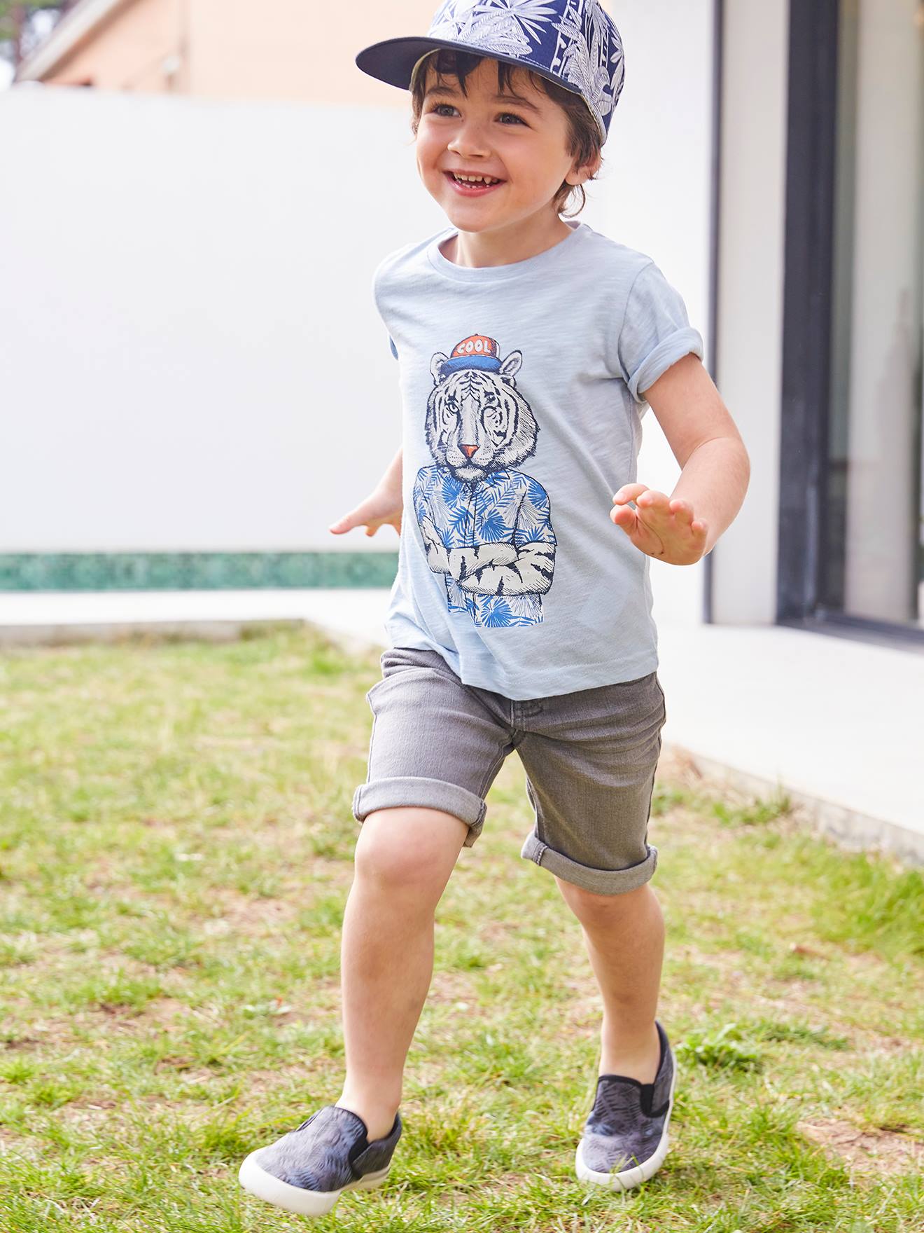 Denim Bermuda Shorts for Boys - grey denim, Boys