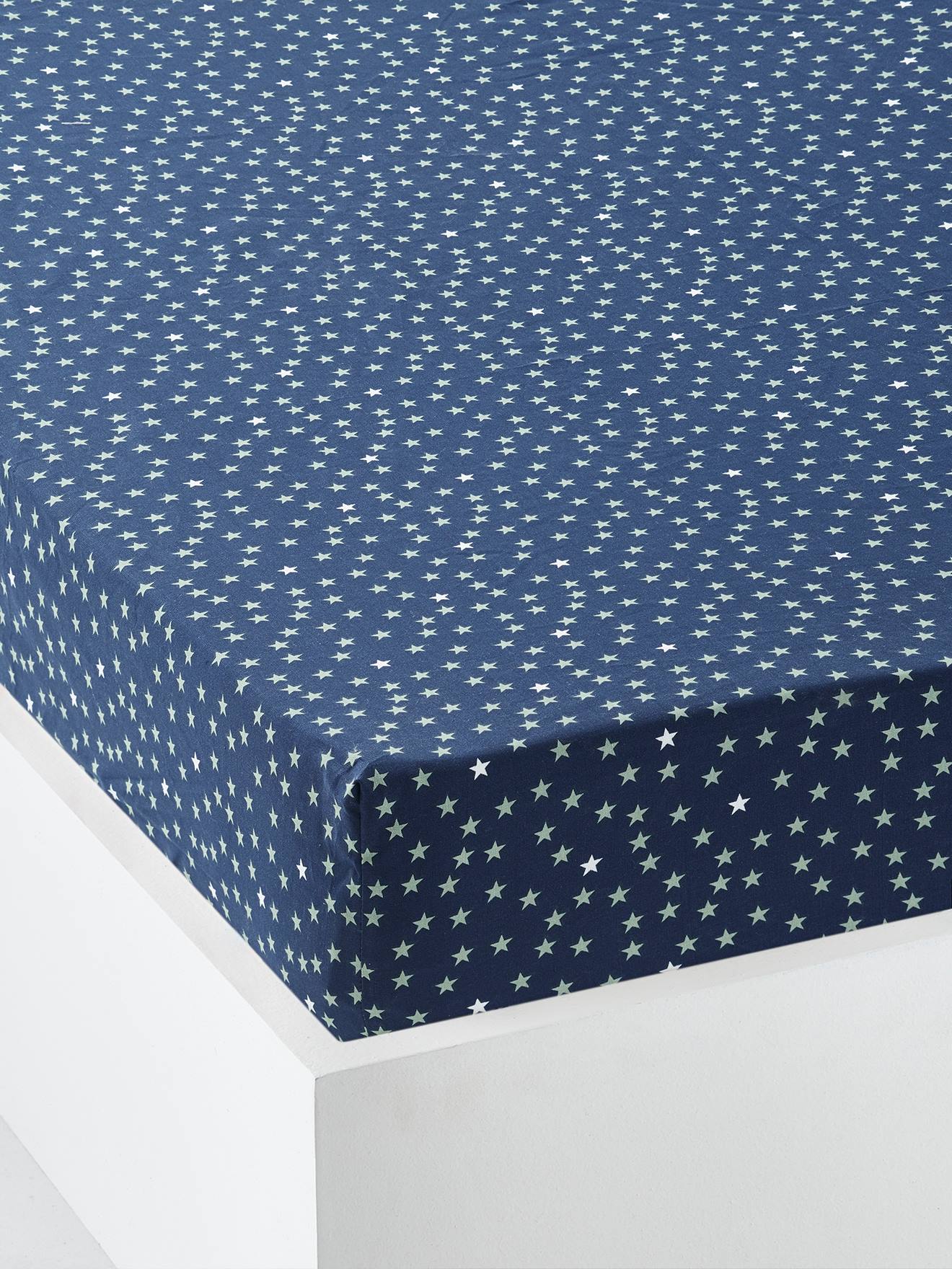 Children's Fitted Sheet, DREAM BIG - dark blue/print, Bedding & Decor