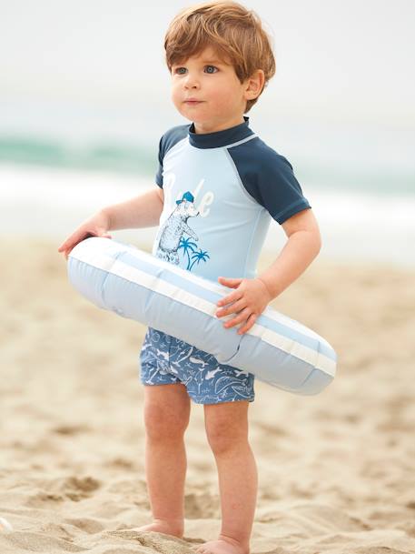 Anti Uv Swim Set Hat Swim Shirt For Baby Boys Light Blue Baby