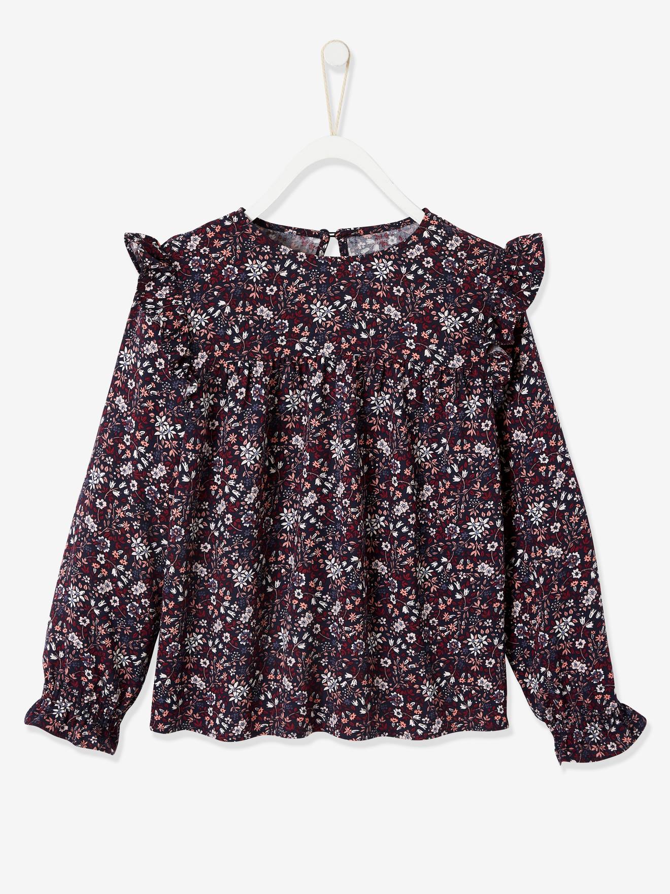 Long Sleeve Floral Blouse, for Girls 