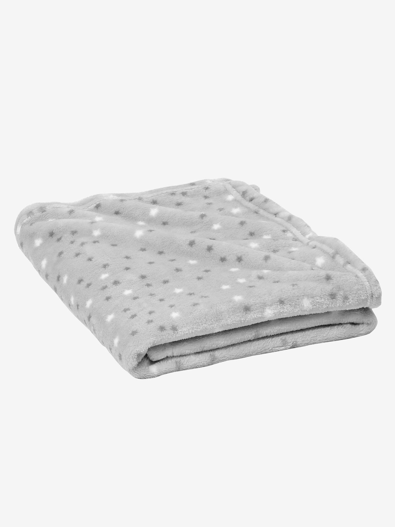 Couverture En Microfibre Imprimee Etoiles Oeko Tex Gris Clair Linge De Lit Deco