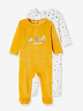 -Pack of 2 "grande aventure" Sleepsuits in Velour, for Babies