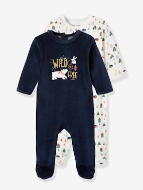 -Pack of 2 Velour Sleepsuits for Babies