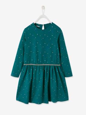 Girls-Printed Dress, with Iridescent Stars, for Girls