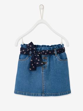 Girls-Skirts-Paperbag-Style Denim Skirt for Girls