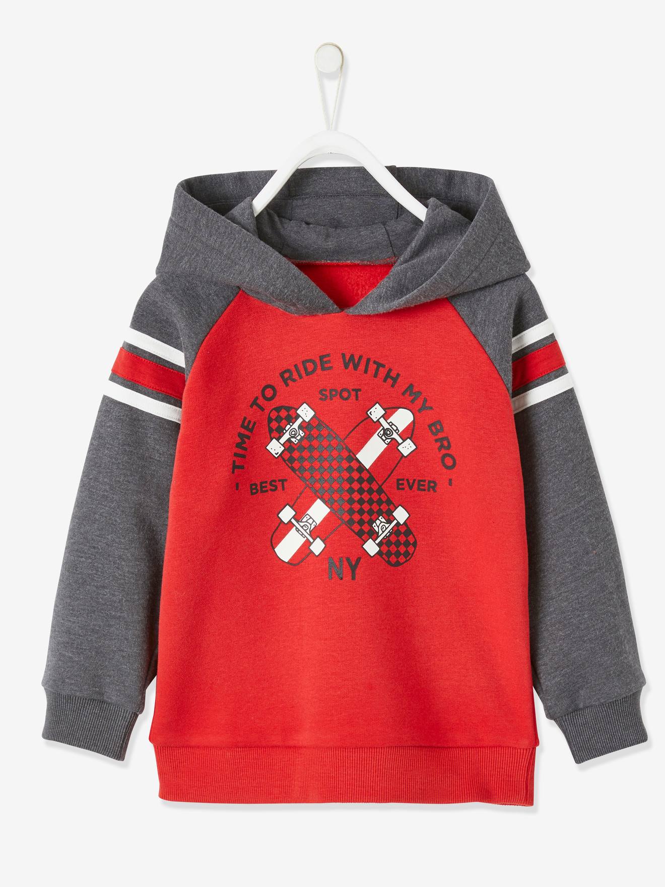 Aanpassing Negen tuberculose Hooded Sweatshirt with Graphic Motif & Striped Sleeves, for Boys - red, Boys