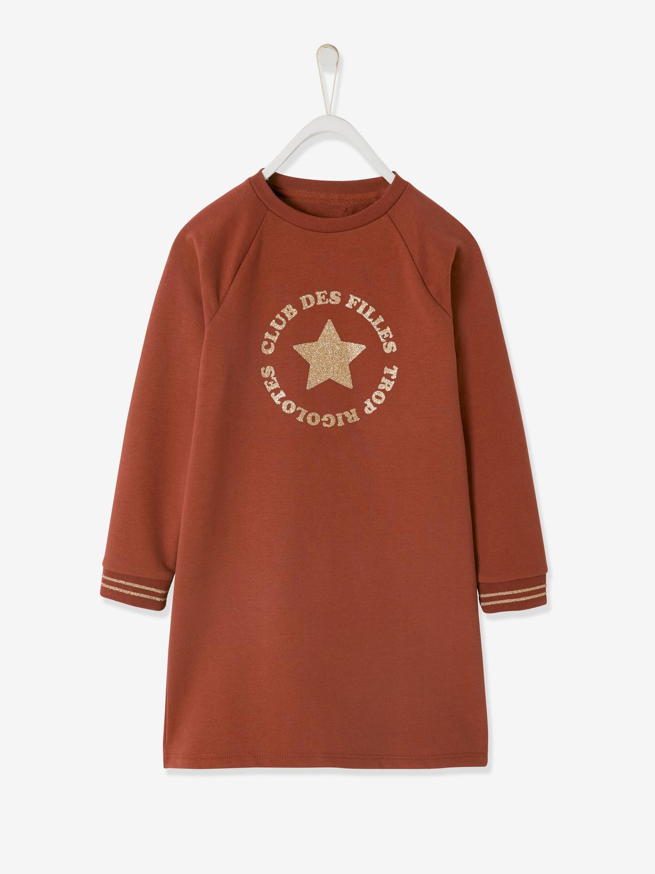 Vertbaudet College-Style Jumper Dress for Girls Brown