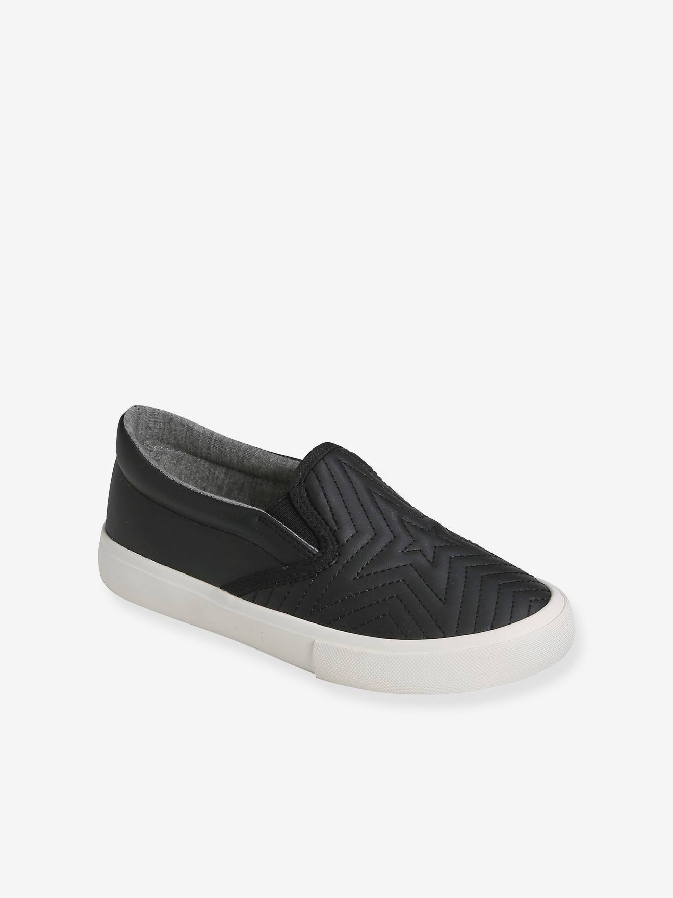 Baskets slip on fille etoiles brodees noir Chaussures