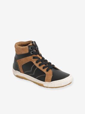 -Leather Ankle Boots with Laces & Zips for Boys