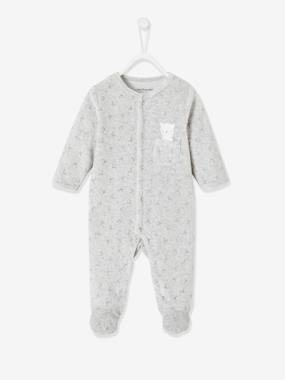 selection-velour-Velour Sleepsuit, Press Studs on the Front, for Babies