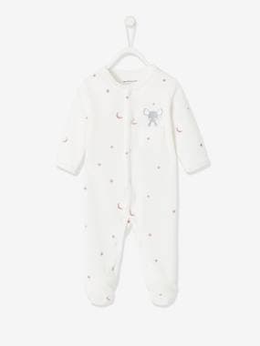 Baby-Velour Sleepsuit, Press Studs on the Front, for Babies