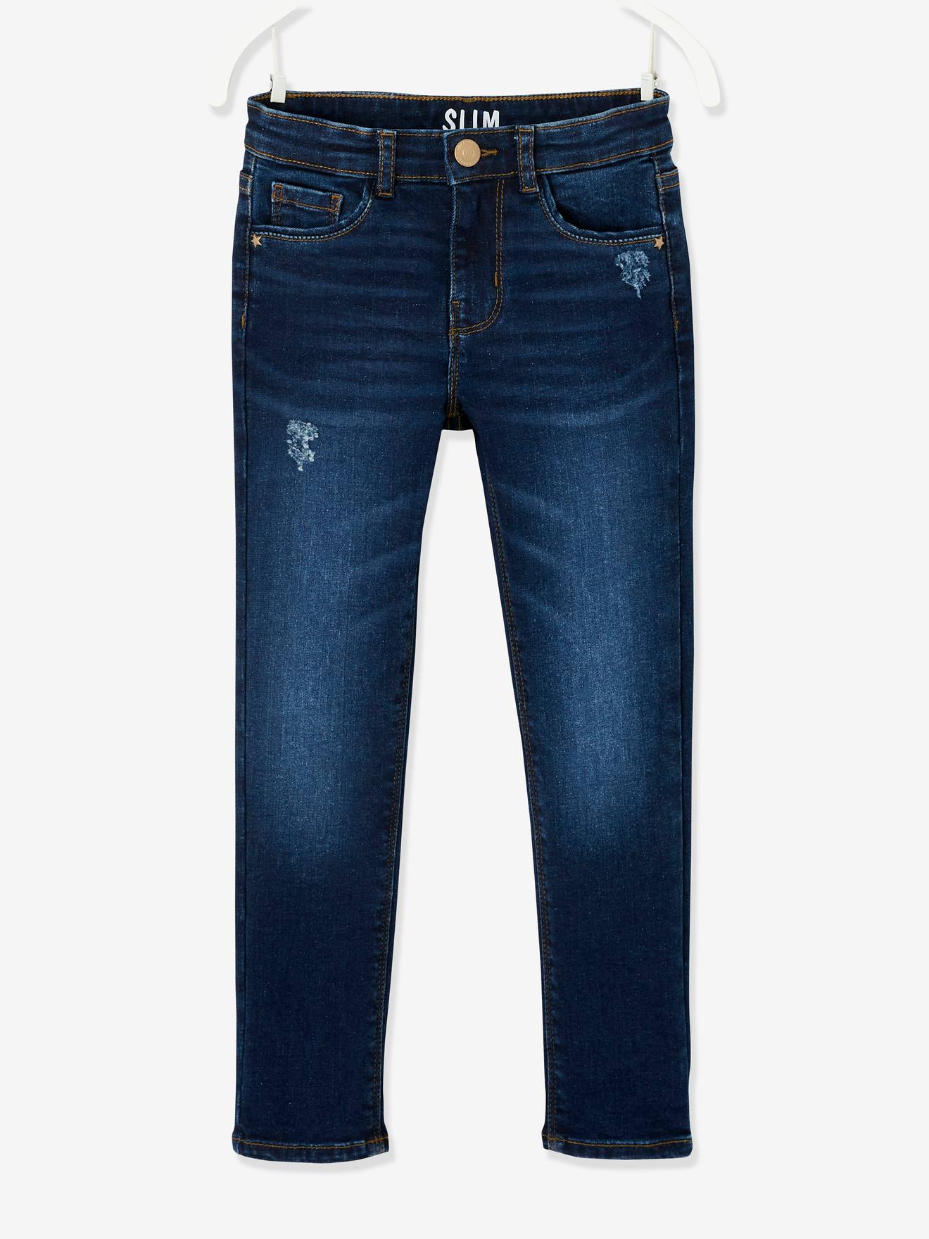 MEDIUM Hip MorphologiK Slim Leg Waterless & Distressed Jeans for Girls -  denim blue