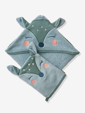 Bedding & Decor-Bathing-Bath Cape + Mitt, Doe