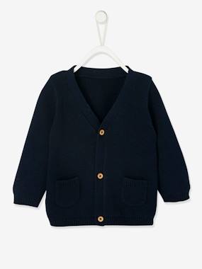 Baby-Jumpers, Cardigans & Sweaters-Cardigans-Cardigan with Fancy Pockets, for Baby Boys