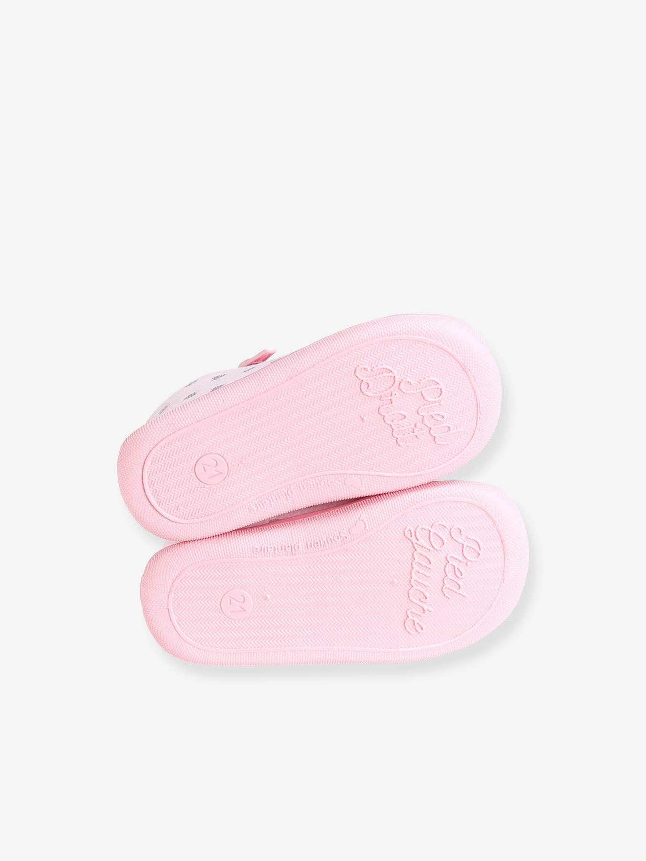 Chaussons zippés bébé fille fabriqués en France - rose imprimé, Chaussures