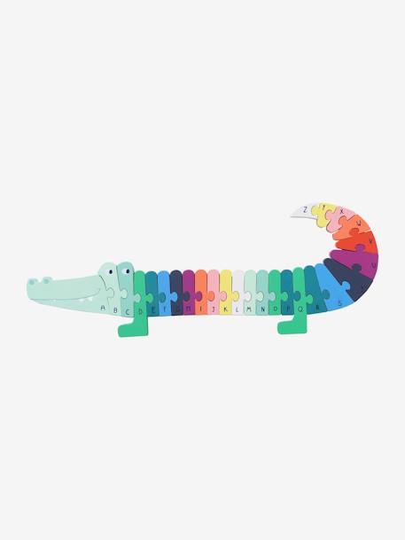 Puzzle géant crocodile alphabet en bois FSC® multicolore - vertbaudet enfant 