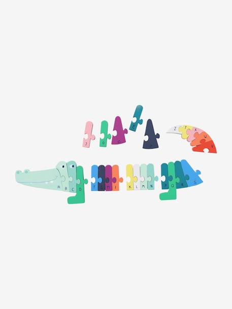 Puzzle géant crocodile alphabet en bois FSC® multicolore - vertbaudet enfant 