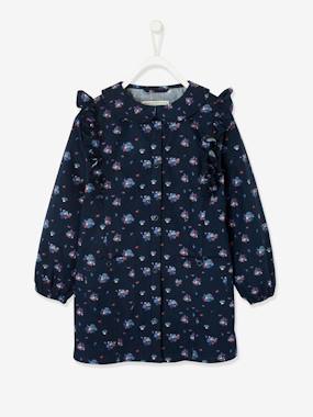Girls-Aprons-Frilly Smock with Flowery Print for Girls