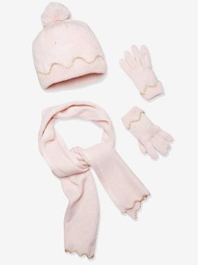 -Oeko Tex® Beanie + Scarf + Gloves Set for Girls