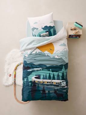 -Children's Duvet Cover + Pillowcase Set, Sur les Rails