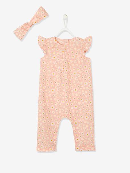Ensemble Combinaison Bandeau Imprimes Bebe Fille Rose Poudre Imprime Bebe