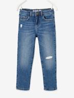 Straight Leg Jeans with Broderie Anglaise Appliqué Distressed Effects, for Girls  - vertbaudet enfant 