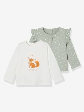 Baby-T-shirts & Roll Neck T-Shirts-T-shirts-Pack of 2 Long Sleeve Tops, 'Lovely', for Babies