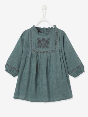 -Dress with Embroidered Cravat for Babies