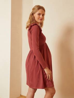 Maternity-Nursing Clothes-Short Jersey Knit Dress, Maternity & Nursing Special