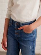 Straight Leg Jeans with Distressed Details for Girls  - vertbaudet enfant 