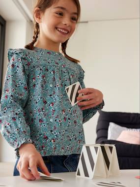 Girls-Floral Blouse with Ruffled Sleeves for Girls