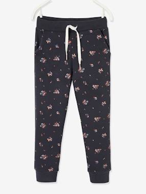 Fille-Collection sport-Pantalon jogging imprimé fleurs fille en molleton