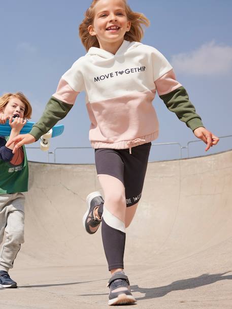 Legging de sport colorblock fille en matière technique gris bandes gris clair+gris foncé - vertbaudet enfant 
