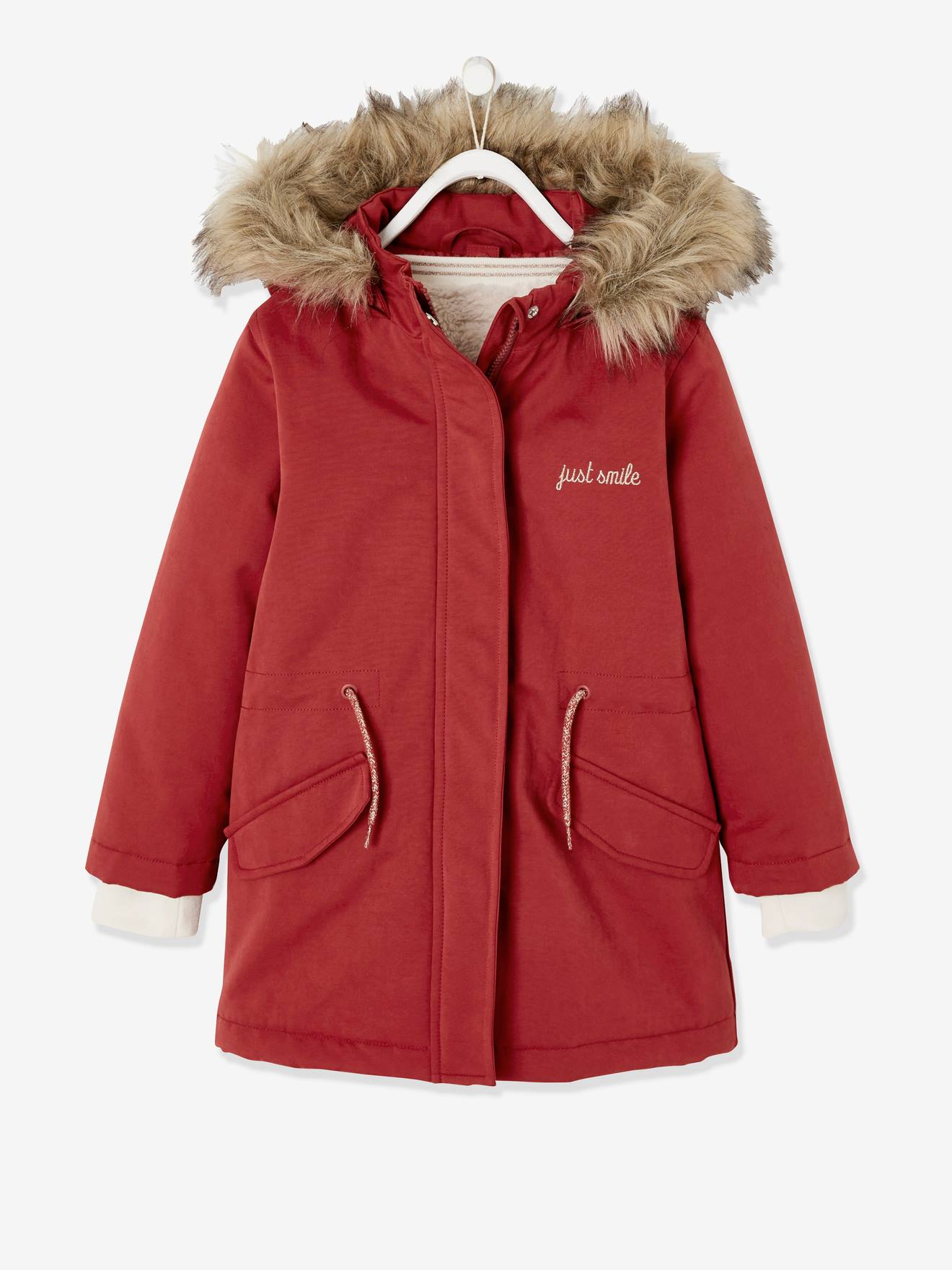 shelikes Girls Padded Coat Showerproof Parka Faux Fur Hooded Winter Jacket