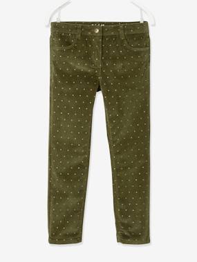 MorphologiK Slim Leg Corduroy Trousers with Iridescent Dots for Girls, Wide Hip  - vertbaudet enfant