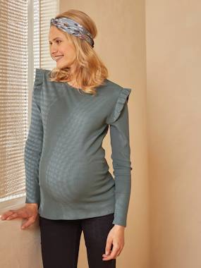 Maternity-Nursing Clothes-Flat Rib Knit Maternity Top