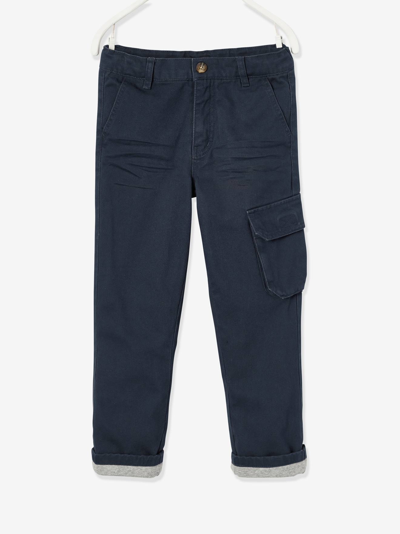 Lined Cargo Trousers for Boys - brown, Boys