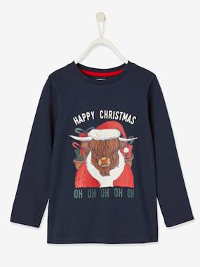 -Christmas Special Top with Fun Animal Motif for Boys